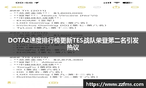 DOTA2速度排行榜更新TES战队荣登第二名引发热议
